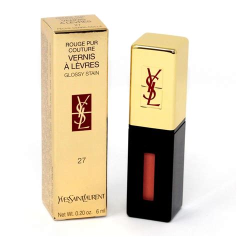 ysl glossy stain 27 peche cerra cola|ysl pur couture lip stain.